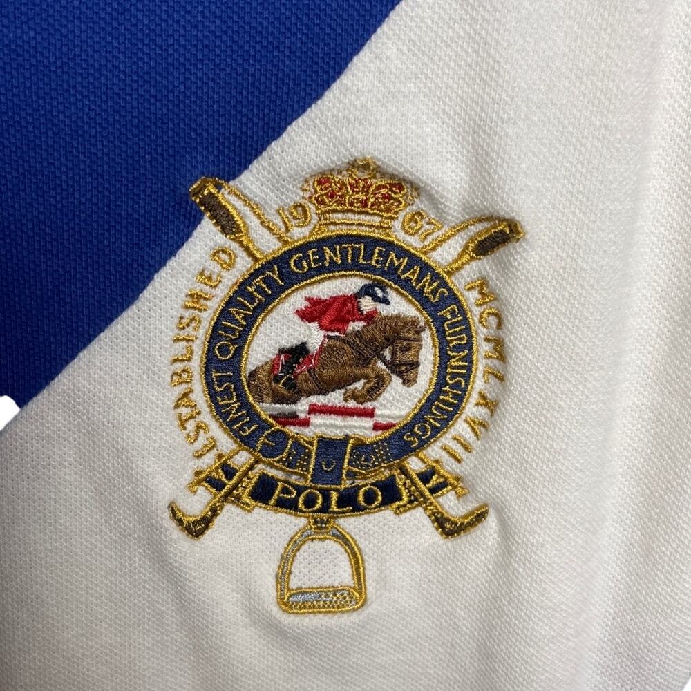 Polo Ralph Lauren Boy’s L (16/18) Colorblock Crest Polo Shirt Blue White Navy Lg - Picture 4 of 6